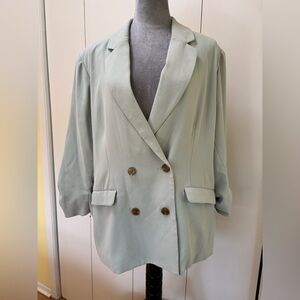 Women's Double-Breasted Light Sage Blazer by Anthropologie XL